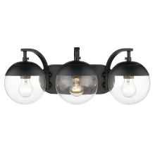 Golden 3219-BA3 BLK-BLK - Golden Lighting Dixon 3-light Vanity in Matte Black and Clear Glass